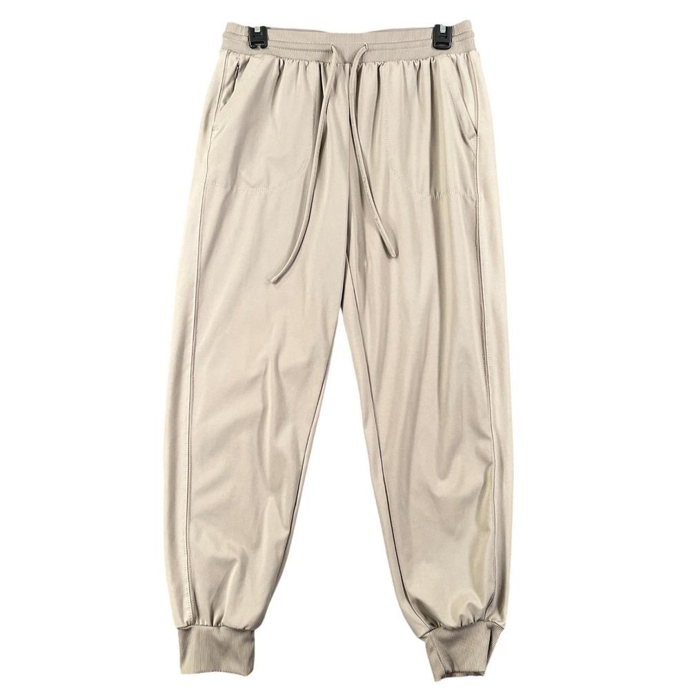 Rachel Zoe Jogger Pants Women M Tan Drawstring Elastic Waist Athleisure